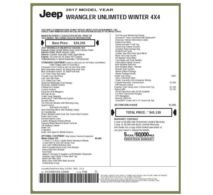 2017 Jeep Wrangler Unlimited Winter Edition 9